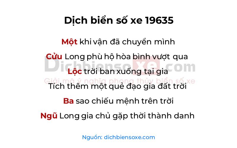 Dịch thơ biển số 19635