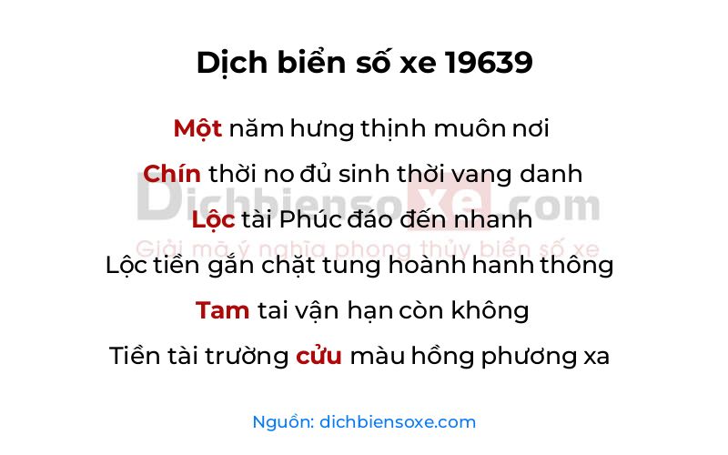 Dịch thơ biển số 19639