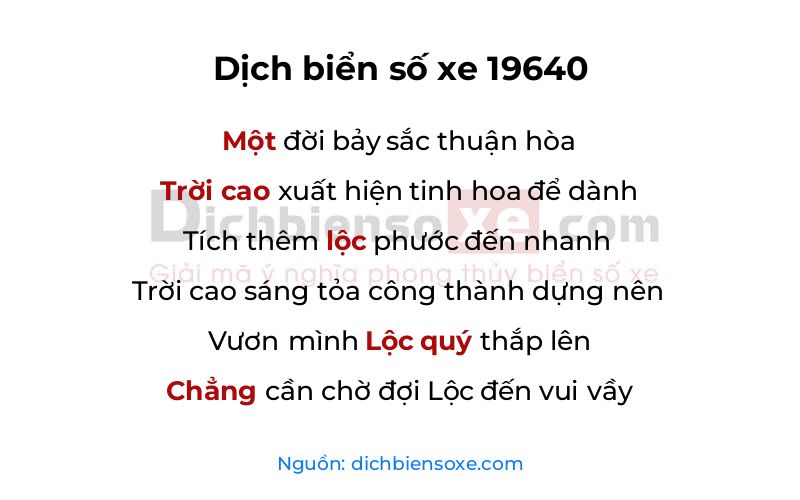 Dịch thơ biển số 19640