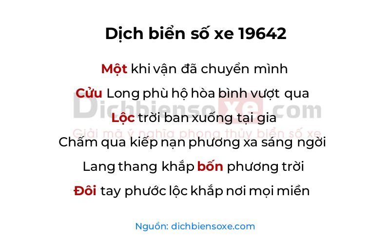 Dịch thơ biển số 19642