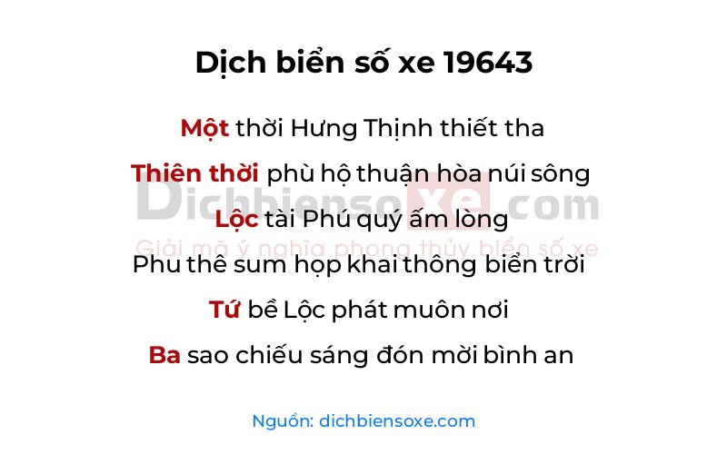 Dịch thơ biển số 19643