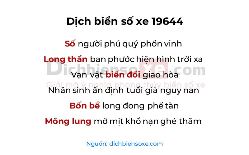 Dịch thơ biển số 19644