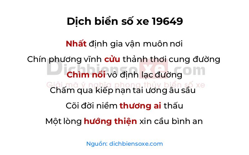 Dịch thơ biển số 19649