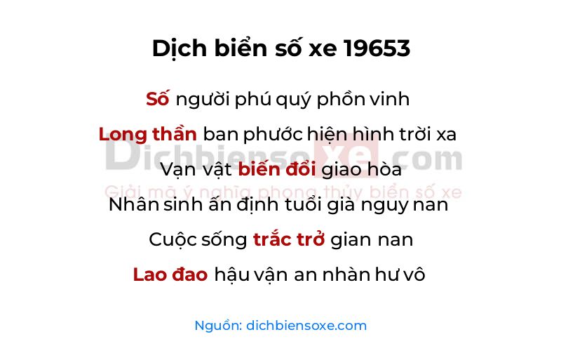 Dịch thơ biển số 19653