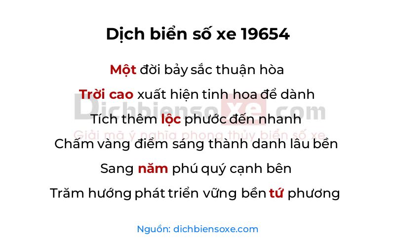 Dịch thơ biển số 19654