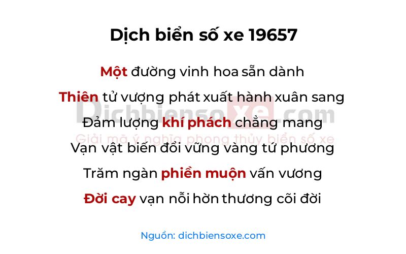Dịch thơ biển số 19657