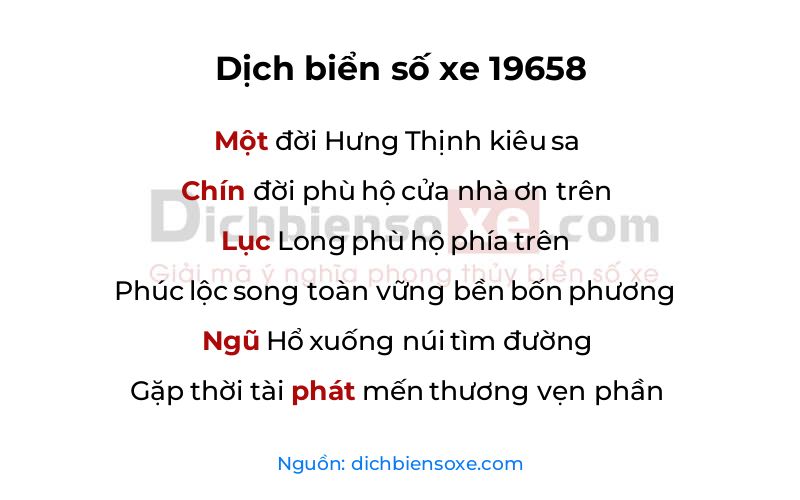 Dịch thơ biển số 19658