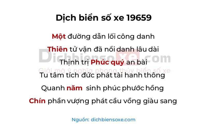Dịch thơ biển số 19659