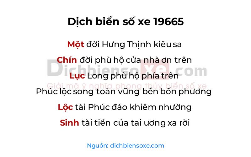 Dịch thơ biển số 19665