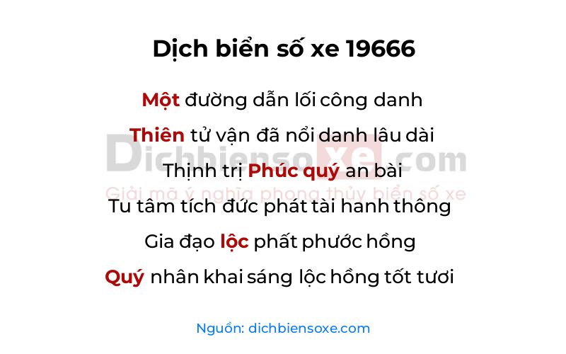 Dịch thơ biển số 19666