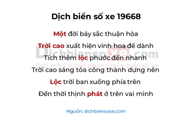 Dịch thơ biển số 19668