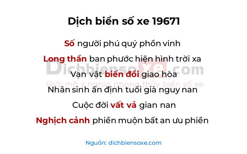 Dịch thơ biển số 19671