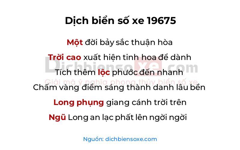 Dịch thơ biển số 19675