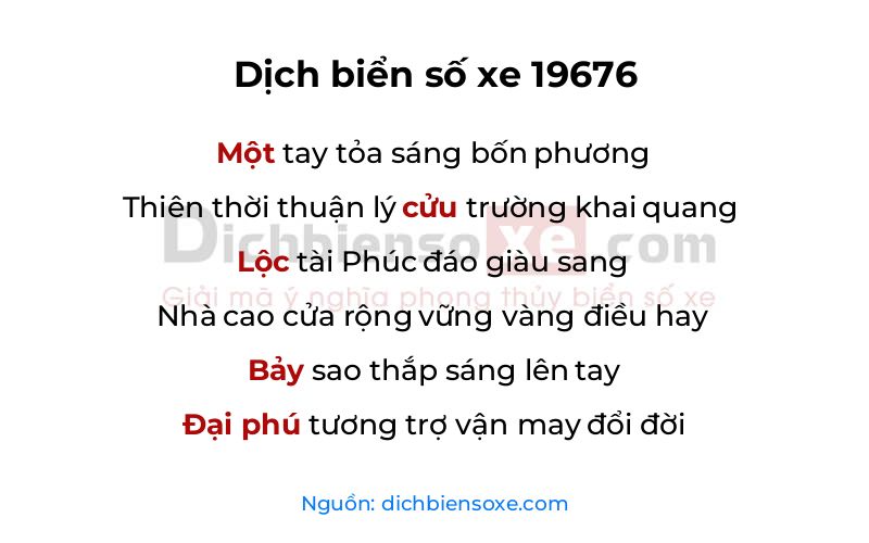 Dịch thơ biển số 19676