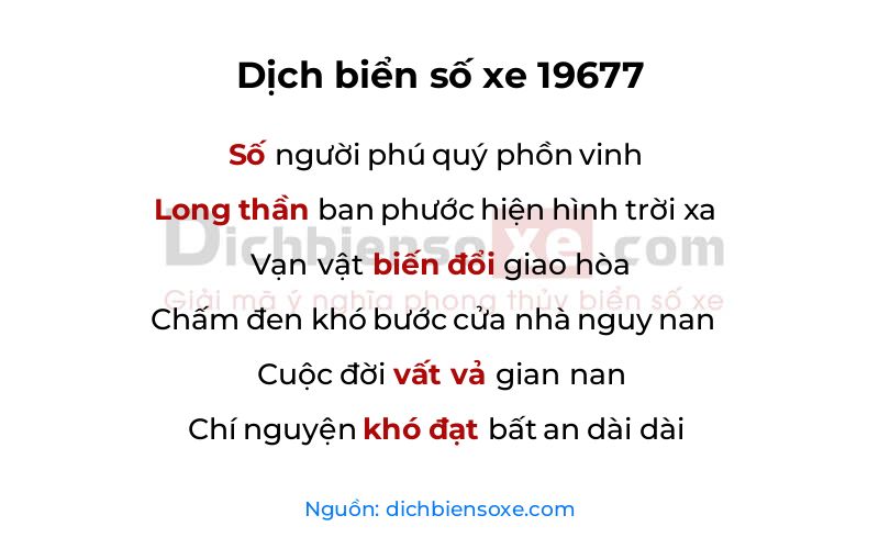 Dịch thơ biển số 19677