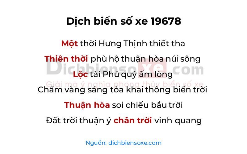 Dịch thơ biển số 19678