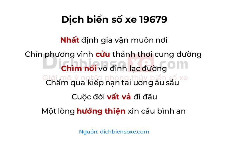 Dịch thơ biển số 19679