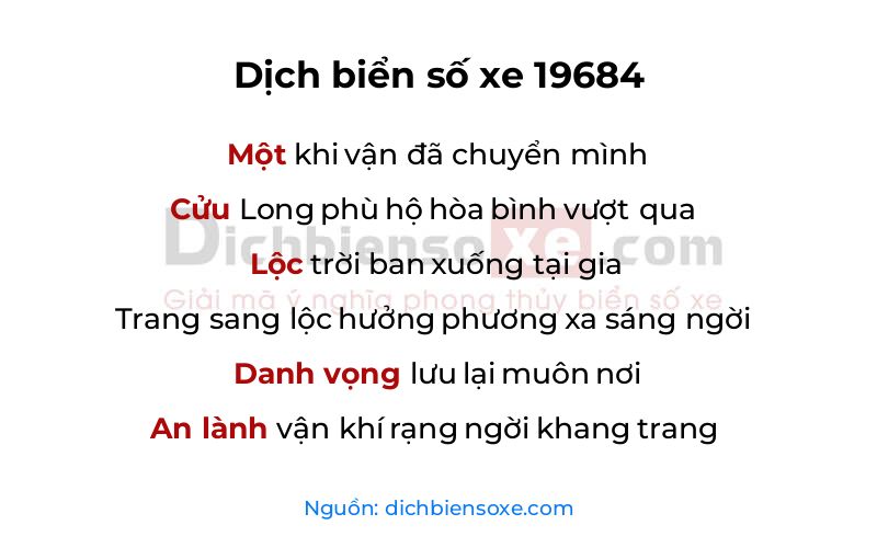 Dịch thơ biển số 19684