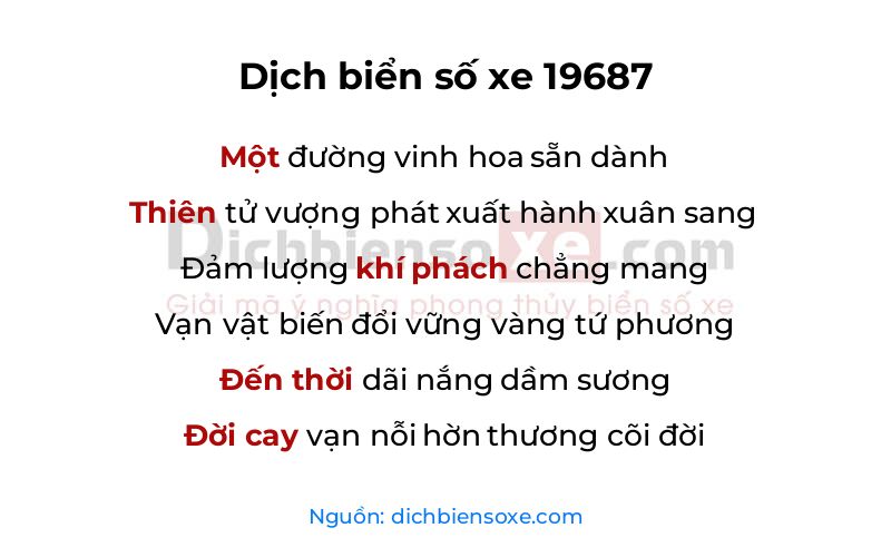 Dịch thơ biển số 19687