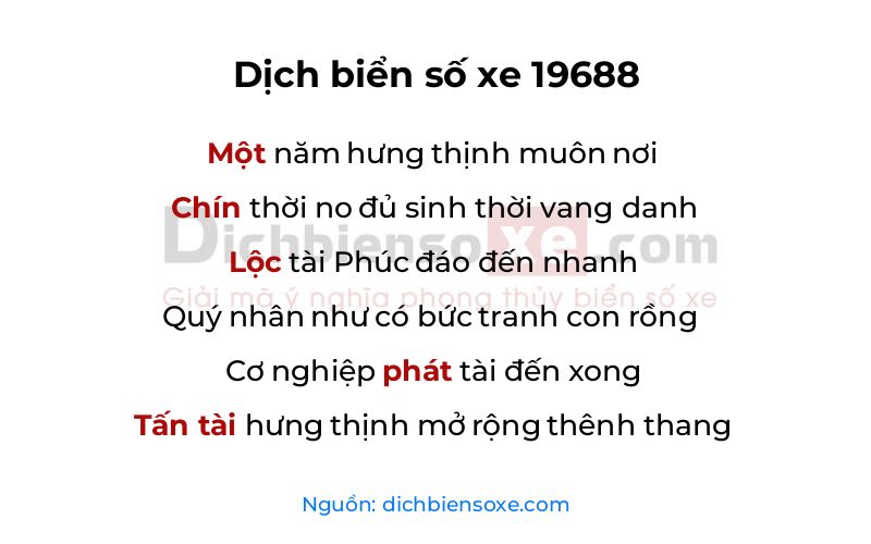 Dịch thơ biển số 19688