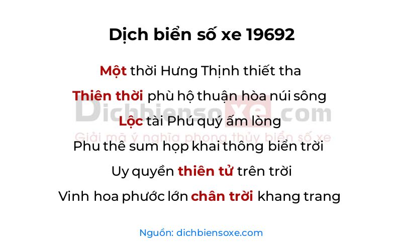 Dịch thơ biển số 19692