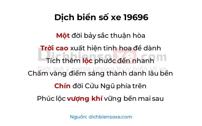 Dịch thơ biển số 19696