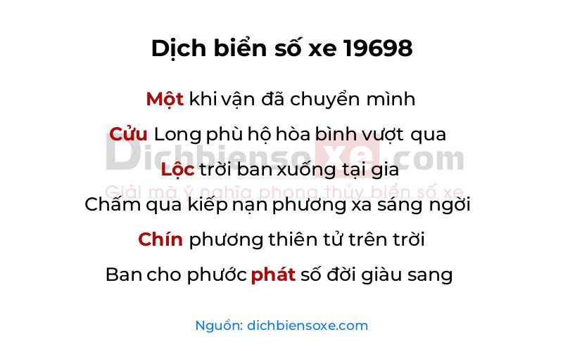 Dịch thơ biển số 19698
