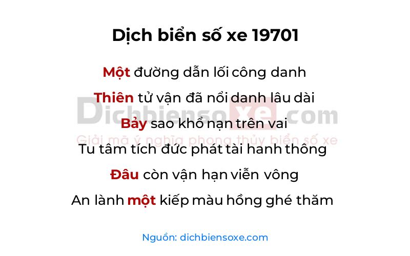 Dịch thơ biển số 19701