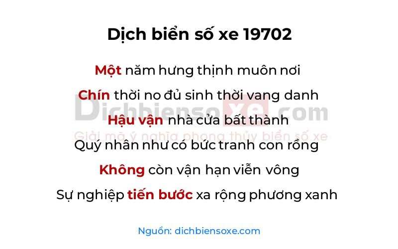 Dịch thơ biển số 19702