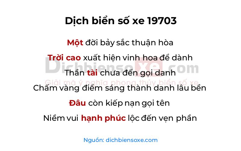 Dịch thơ biển số 19703