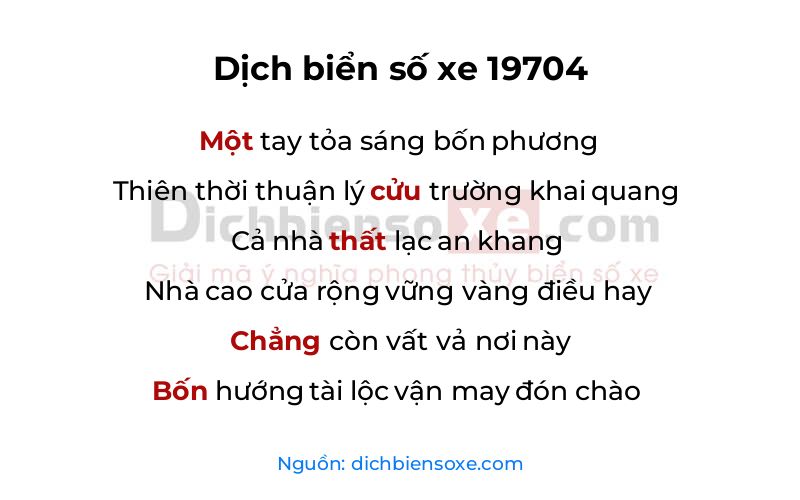 Dịch thơ biển số 19704