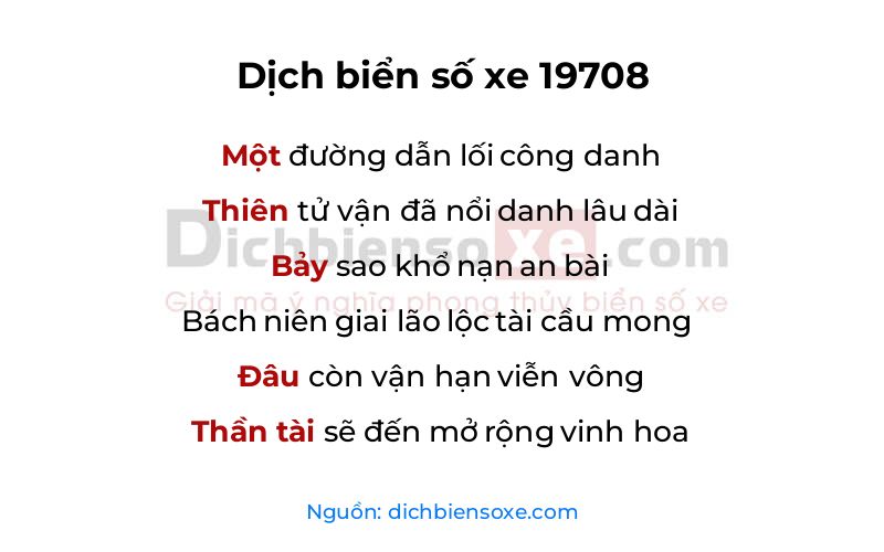 Dịch thơ biển số 19708