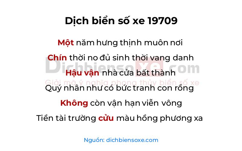 Dịch thơ biển số 19709