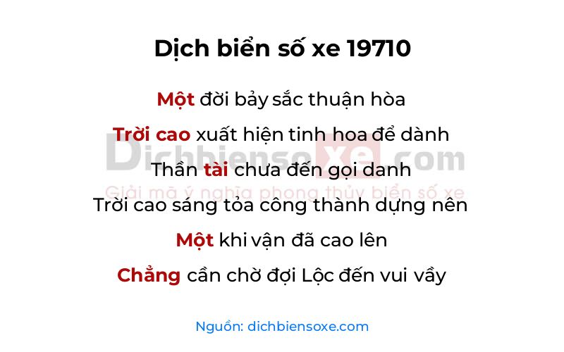 Dịch thơ biển số 19710