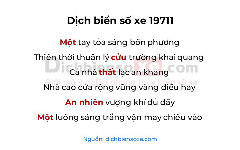 Dịch thơ biển số 19711