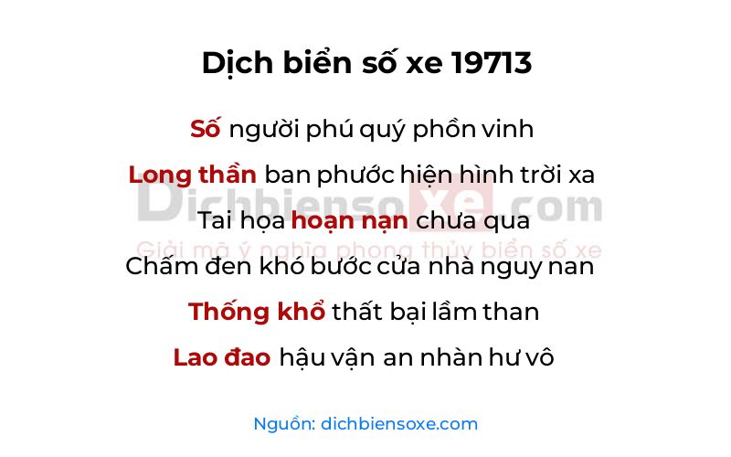 Dịch thơ biển số 19713