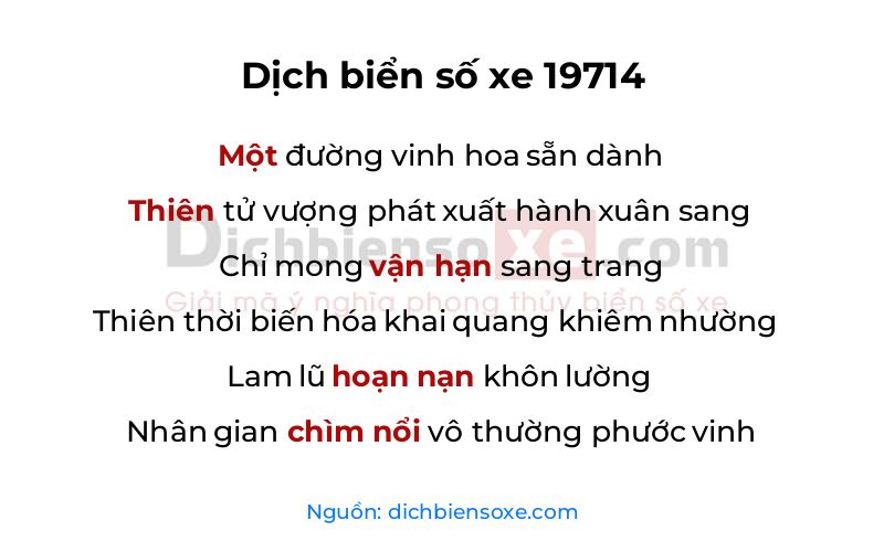Dịch thơ biển số 19714