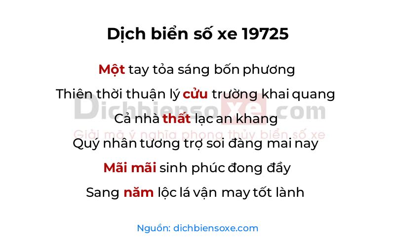 Dịch thơ biển số 19725
