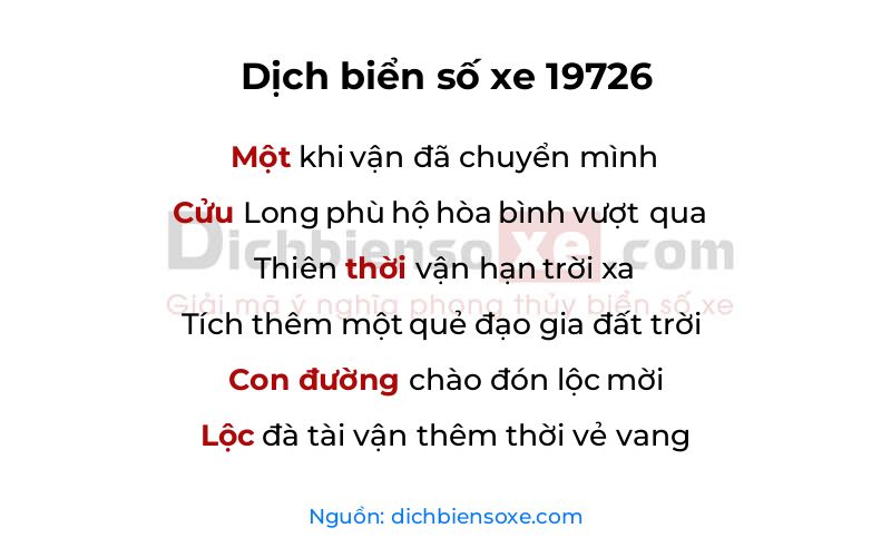 Dịch thơ biển số 19726