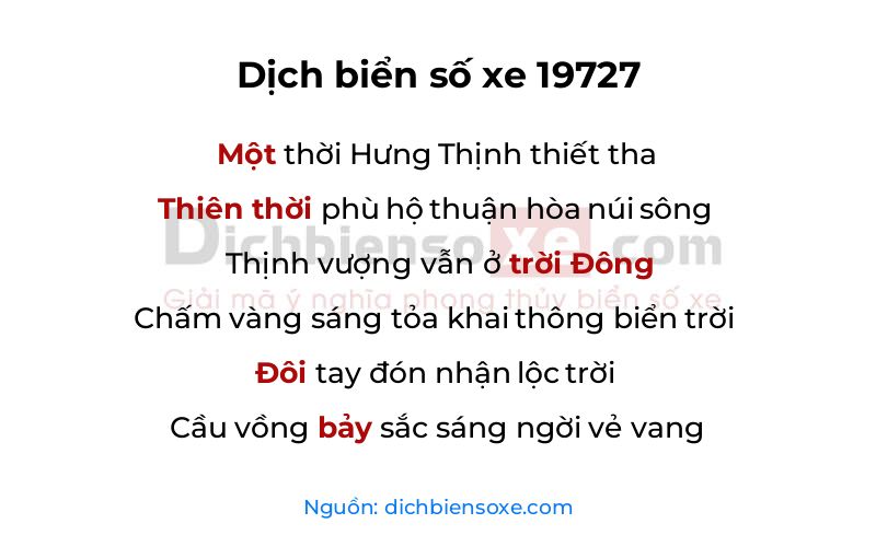 Dịch thơ biển số 19727