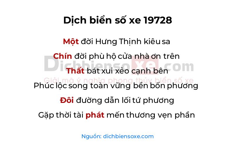 Dịch thơ biển số 19728