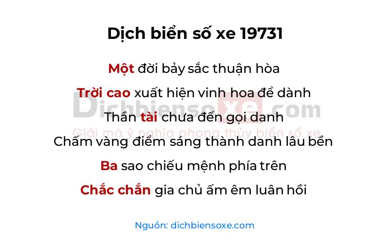 Dịch thơ biển số 19731