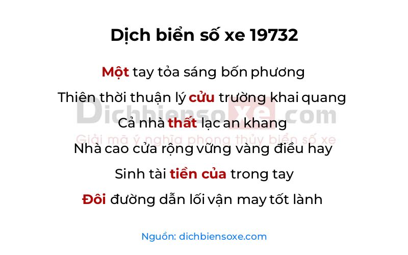 Dịch thơ biển số 19732