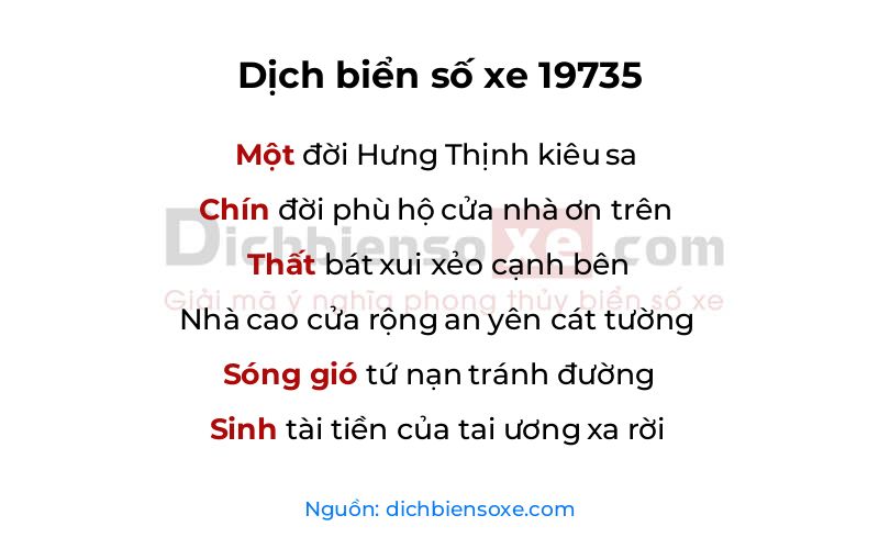 Dịch thơ biển số 19735
