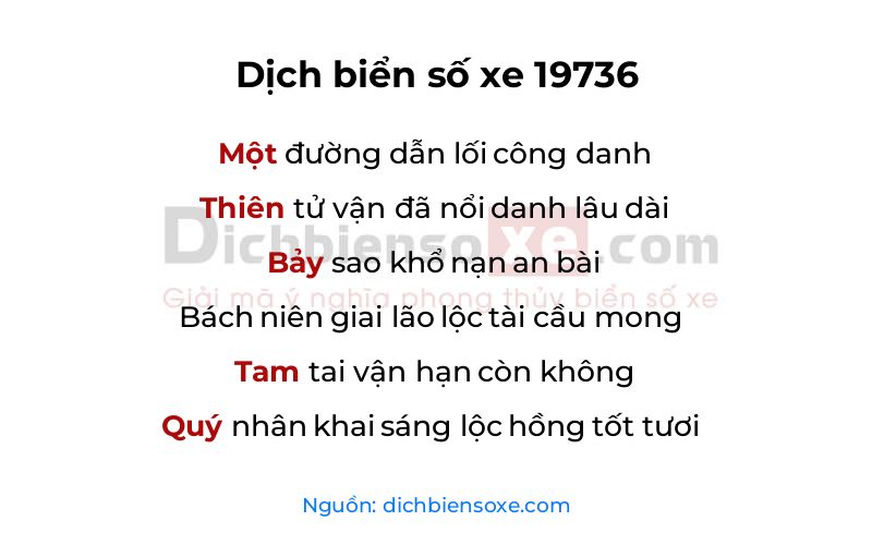 Dịch thơ biển số 19736