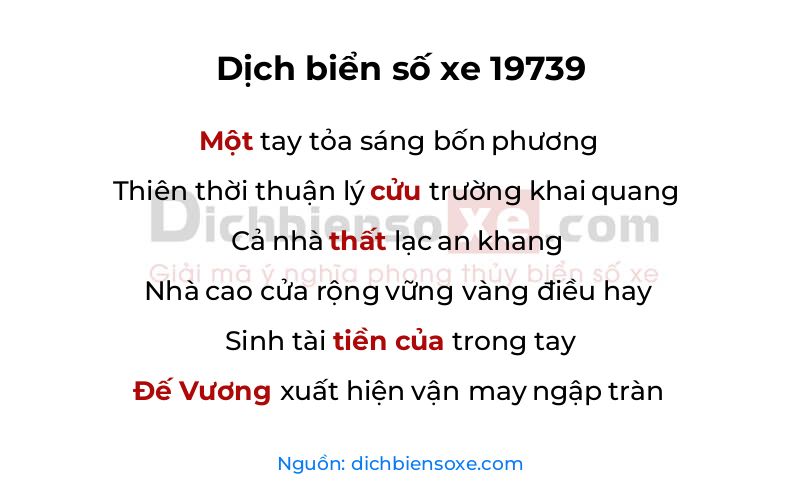 Dịch thơ biển số 19739