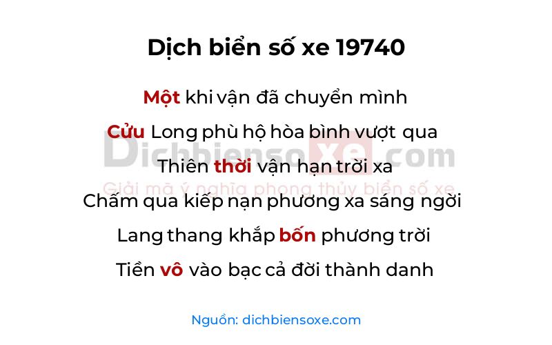 Dịch thơ biển số 19740