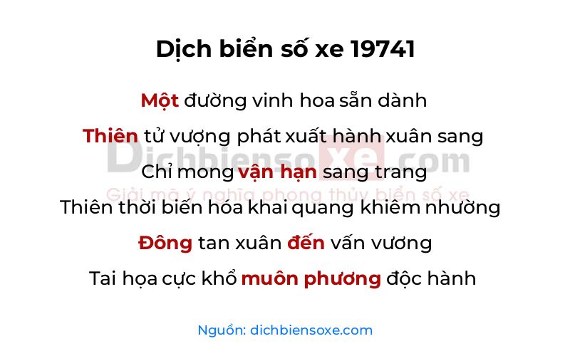 Dịch thơ biển số 19741