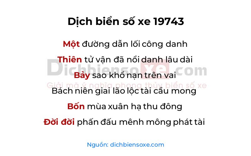 Dịch thơ biển số 19743