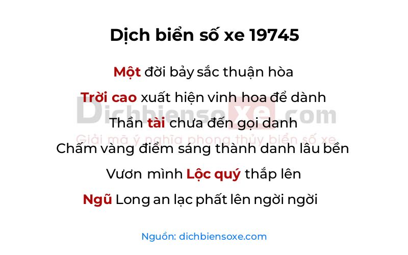 Dịch thơ biển số 19745